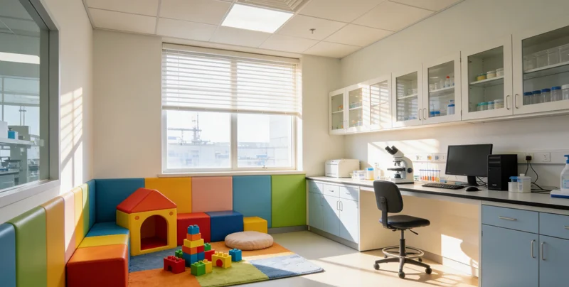 医生在诊室中向咨询者展示并解读