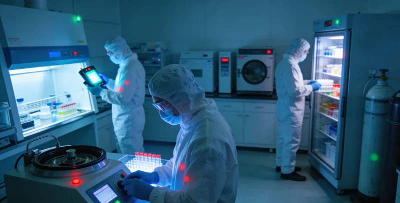 医院实验室正在进行基因检测分析