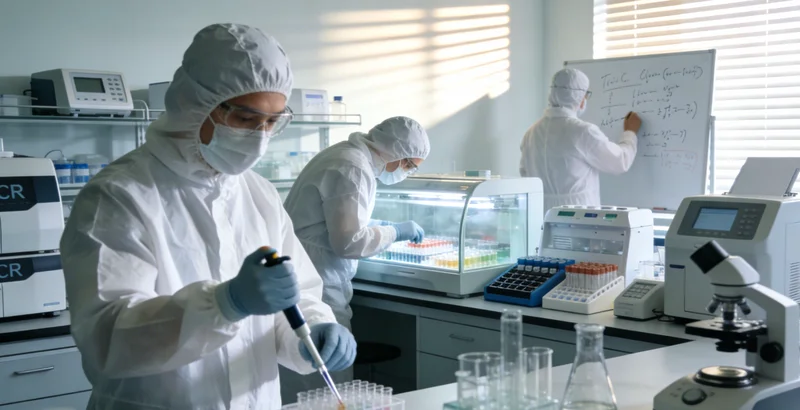 展示DNA双螺旋图标与PCR仪