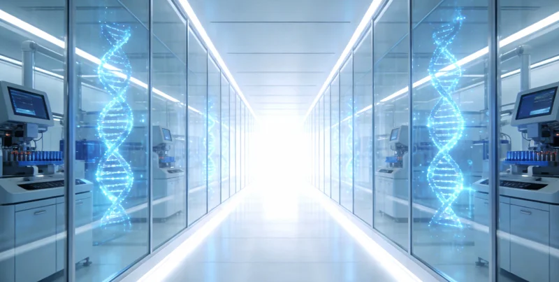 电脑屏幕上显示着复杂的基因序列