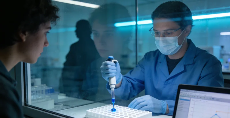 实验室内,技术人员操作高通量测