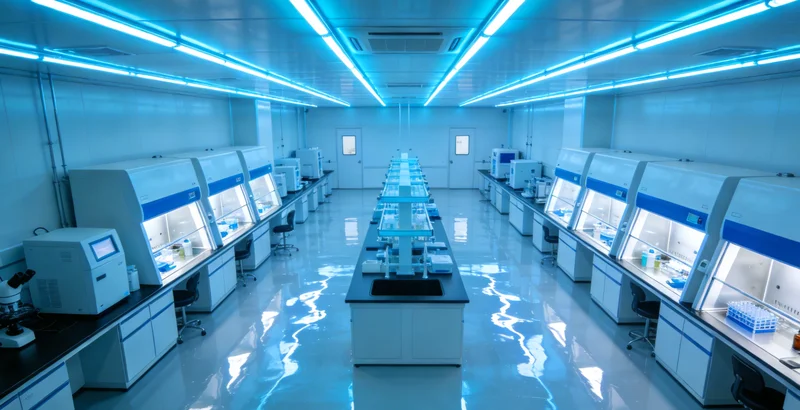 实验室内技术人员正在进行血液样