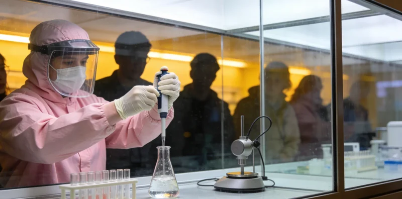 齐齐哈尔某实验室内部，科研人员