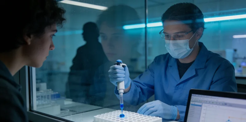 先进的基因测序仪器在实验室中运