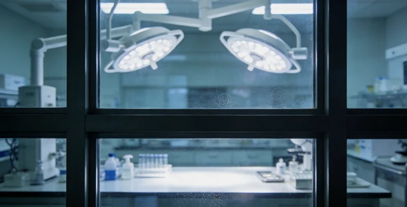 一位医生正在实验室分析检测报告