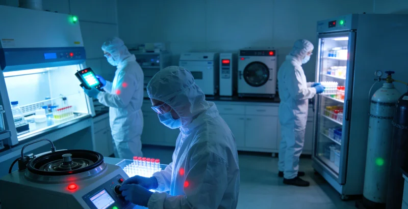 实验室中正在进行高通量基因测序