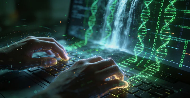 DNA双螺旋与基因测序数据流结