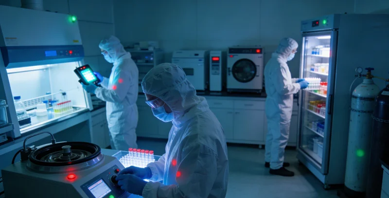 生物信息分析师在电脑前专注分析