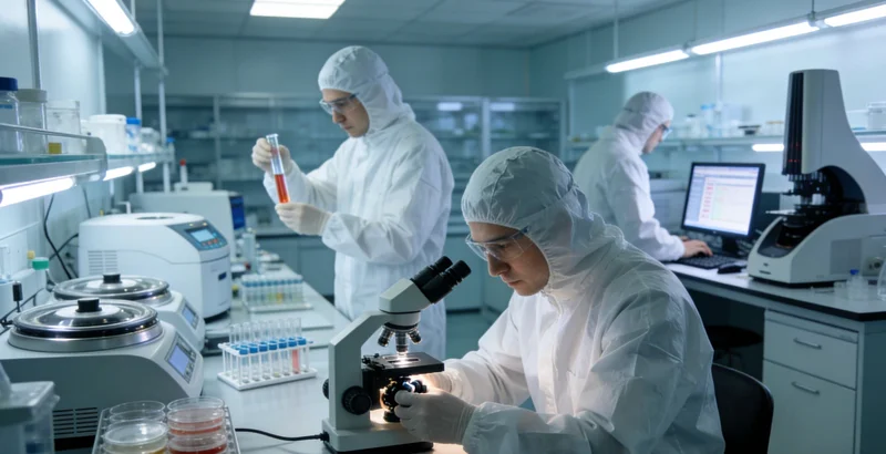 先进的基因测序实验室内部，技术