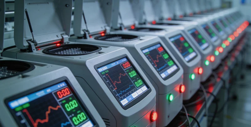 一位专业人士在实验室中操作精密