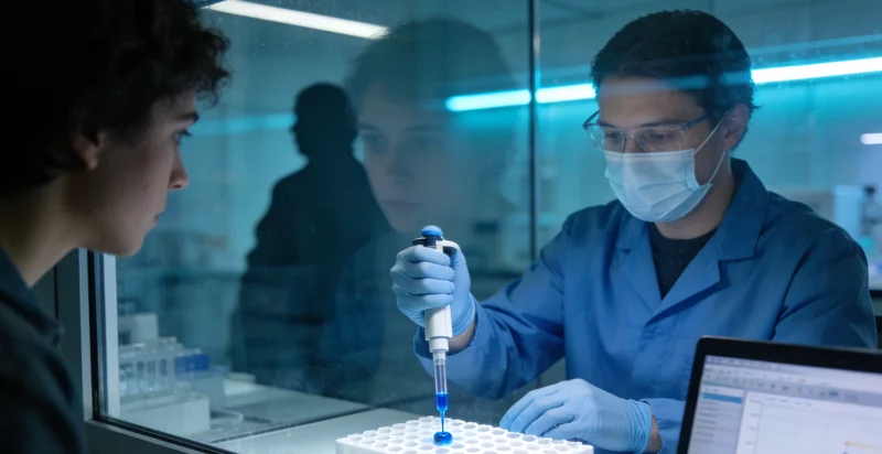 专业实验室进行基因分析的工作场