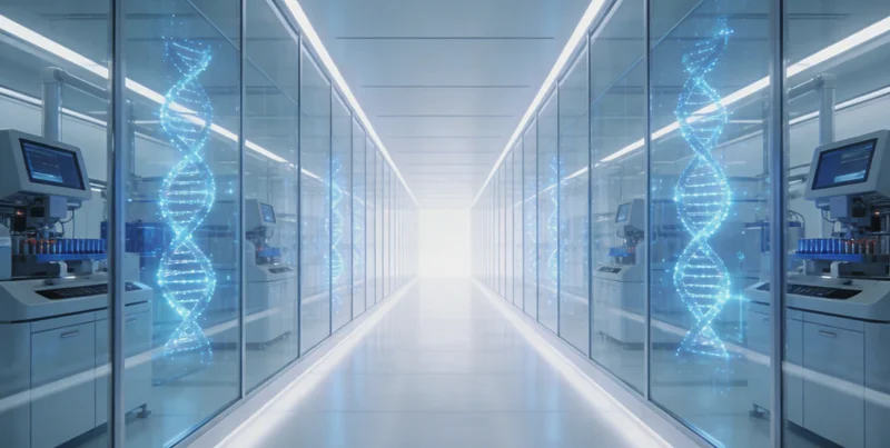 医生正向患者家属展示并解读基因