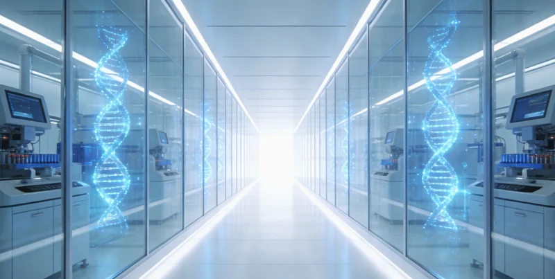 医生在诊室中与患者沟通基因检测