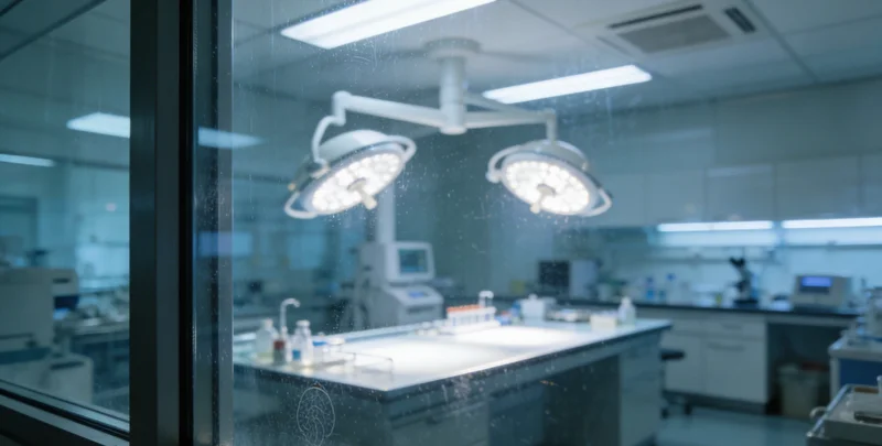 一只手持基因检测唾液采样盒，置于干净的家居背景中，展示采样便捷性