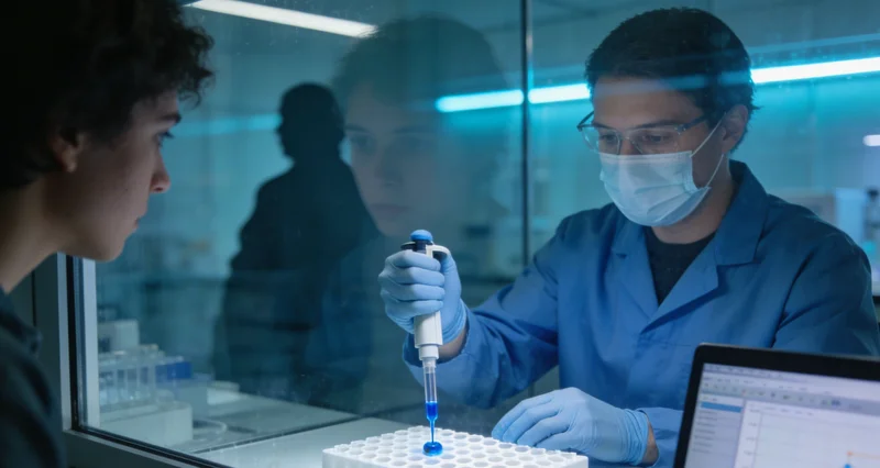 专业人士正在解读基因检测报告，进行遗传咨询