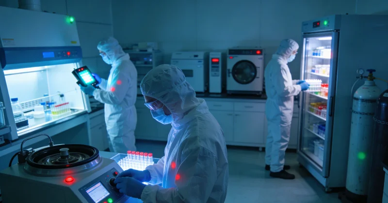 精密PCR仪器正在运行，屏幕显