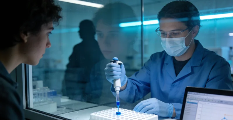 日喀则地区医疗工作者在进行样本