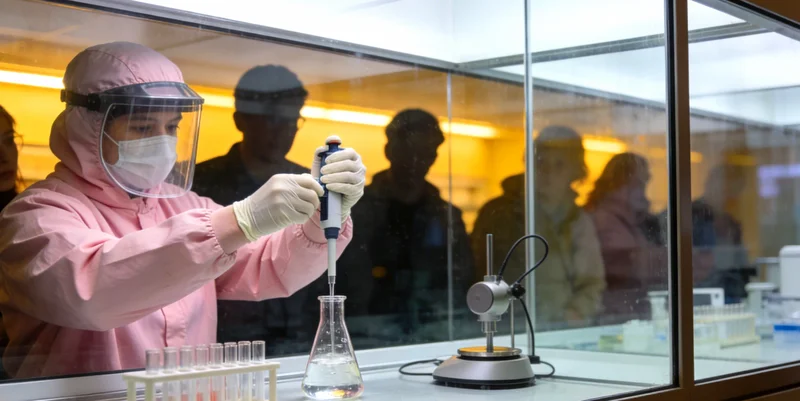 实验室内,检测人员正在操作精密