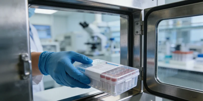 一位医生或遗传咨询师正在电脑前向患者解读基因检测报告