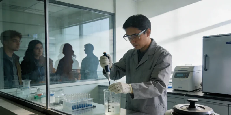 专业人员正在为居民解读基因检测报告