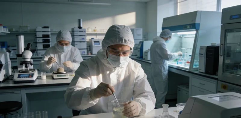 一位医生正在实验室中操作精密仪