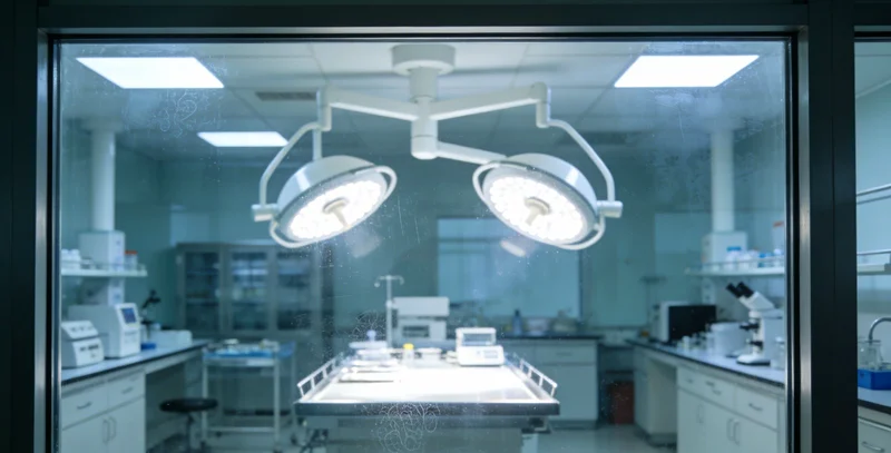 在明亮的实验室内,身着白大褂的