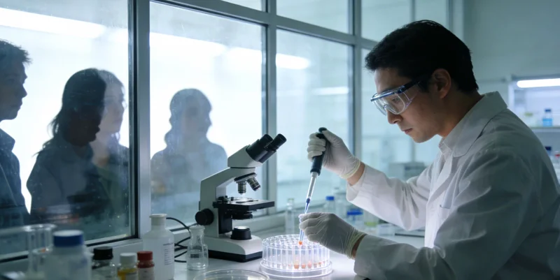 实验室内专业人员进行基因检测操