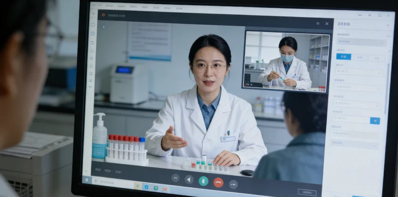 一位职场女性在桌前，略显疲惫地揉着太阳穴，窗外是城市夜景