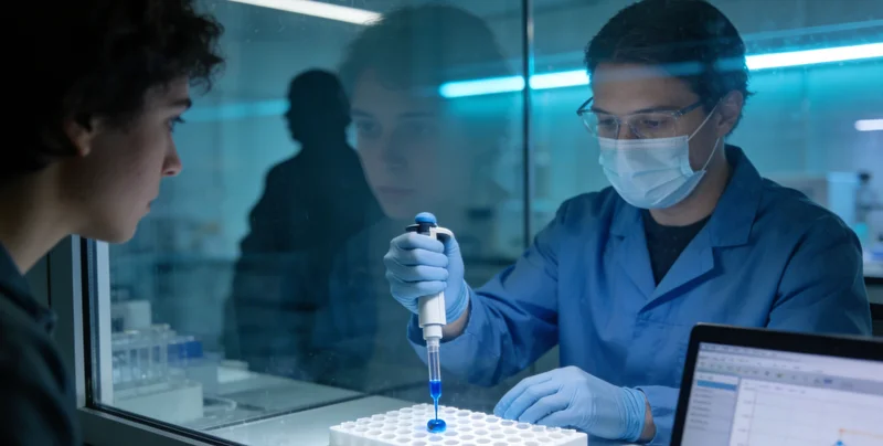 实验室检测人员正在操作精密仪器