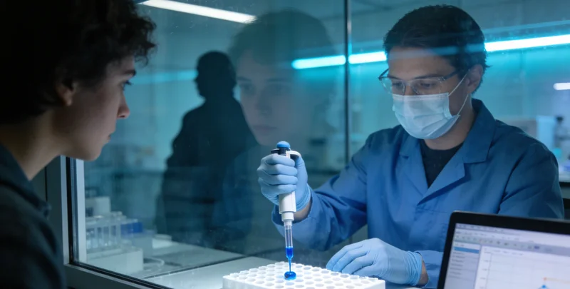 实验室内技术人员正在操作精密仪