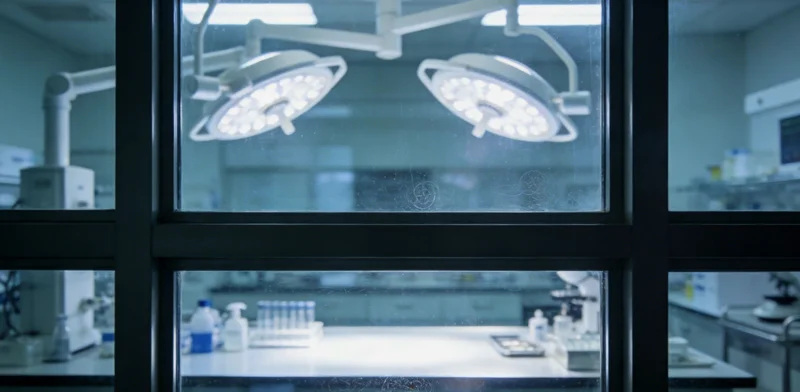 高科技实验室中，技术人员操作下