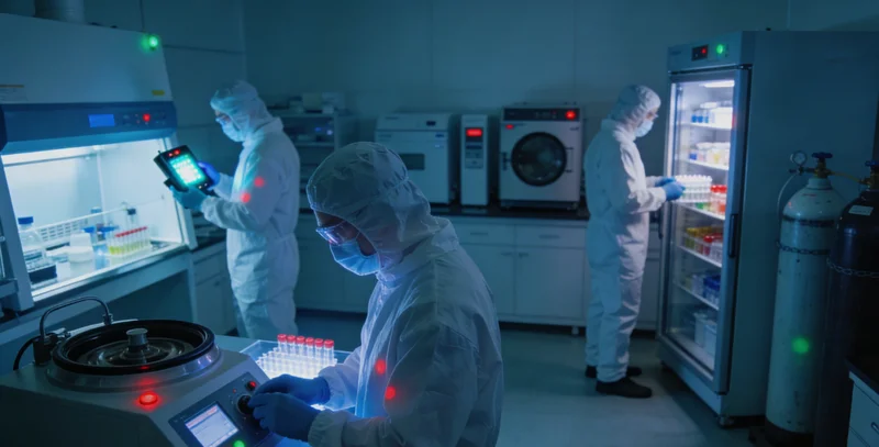 高科技基因测序仪器正在运行，屏