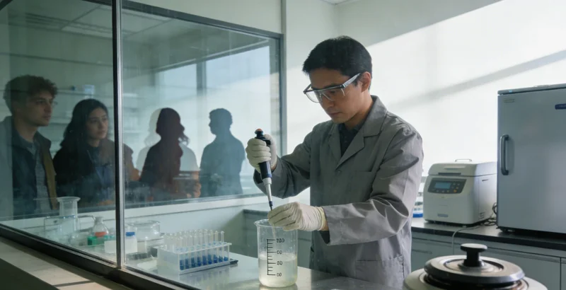 专业人员在实验室内进行基因数据