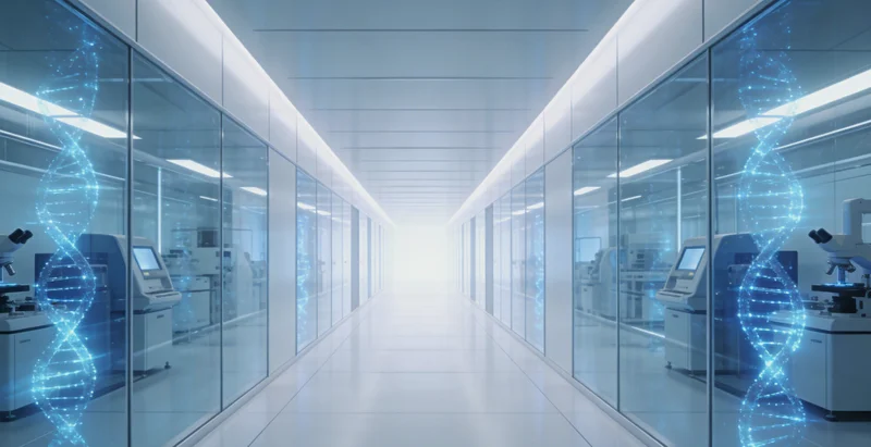 医生正指着电脑屏幕上的基因检测