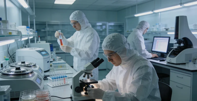 专业实验室人员进行细菌检测分析