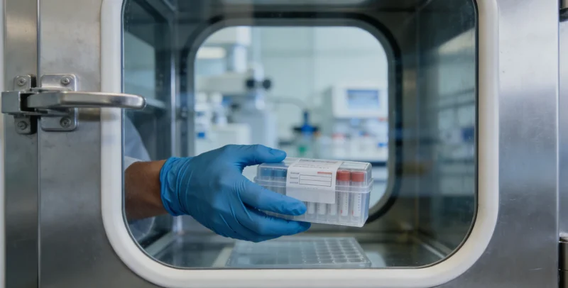 专业人士在办公室内向访客讲解基因检测报告内容