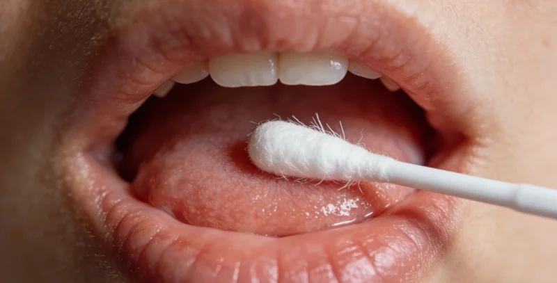 专业宠物医生为犬只进行口腔采样