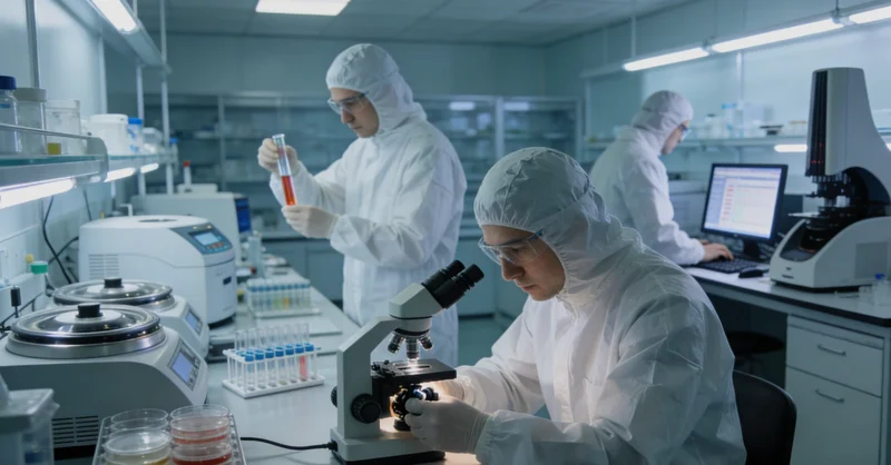 专业人员正在解读基因检测报告,为患者提供分析