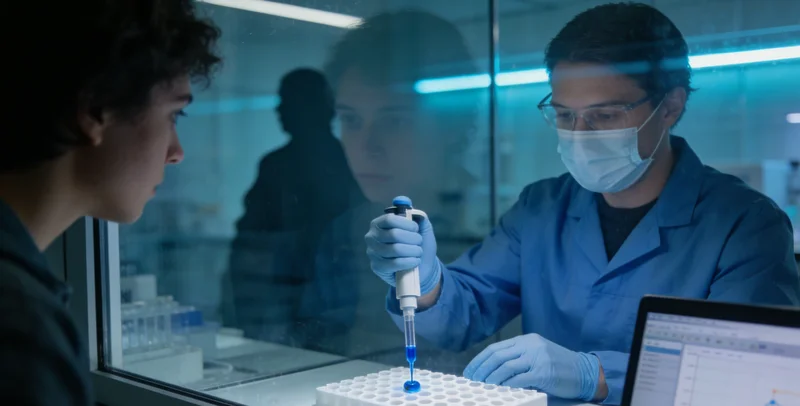 实验室中，技术人员正在操作精密