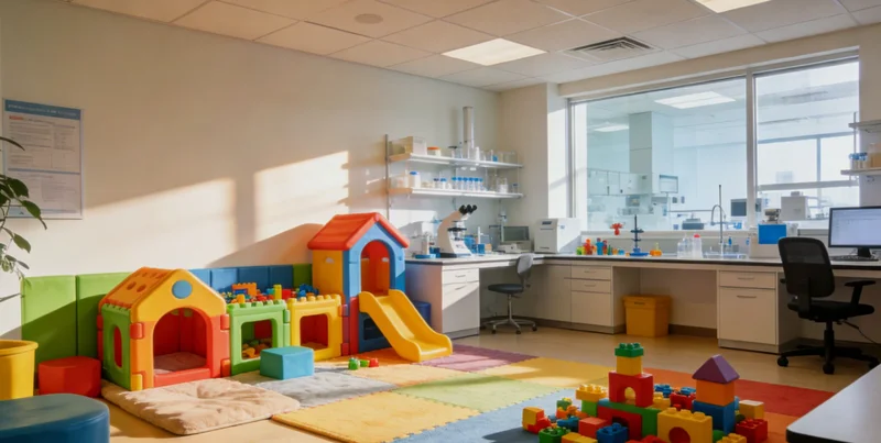 一位中年女性正在诊室与医生交流