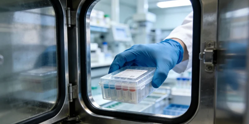 专业人士正在向舟山市民详细解读基因检测报告，场景温馨专业