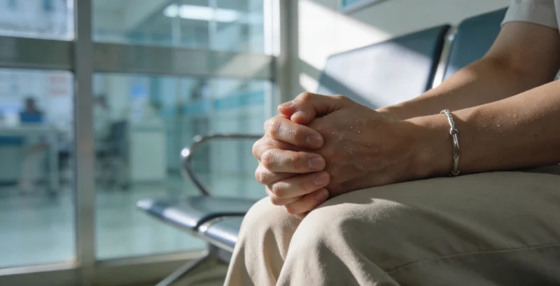 一位镇江妈妈在儿童医院焦急地等