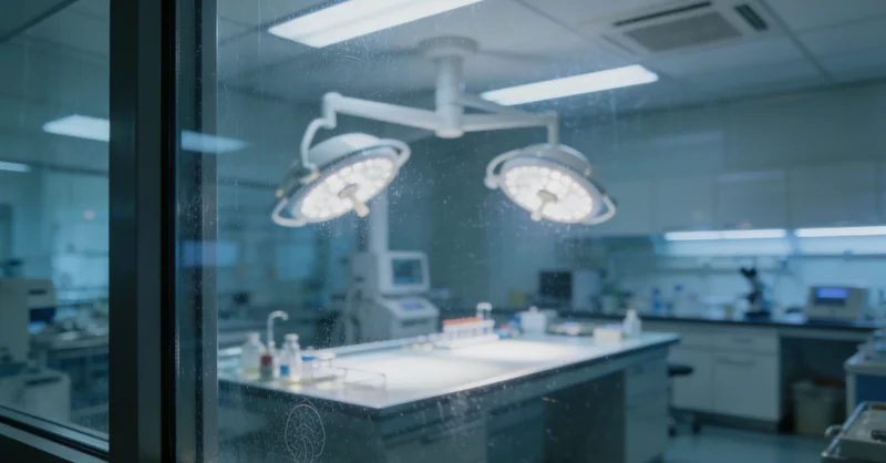 一位医生正在实验室分析基因检测