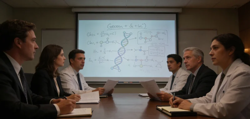 展示脑部影像与基因序列关联的示意图,体现精准医疗概念