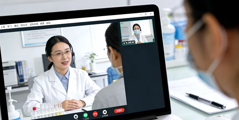 一对夫妇在诊室内与医生沟通备孕