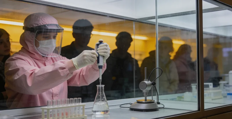 专业的基因检测实验室内部,技术人员正在操作设备