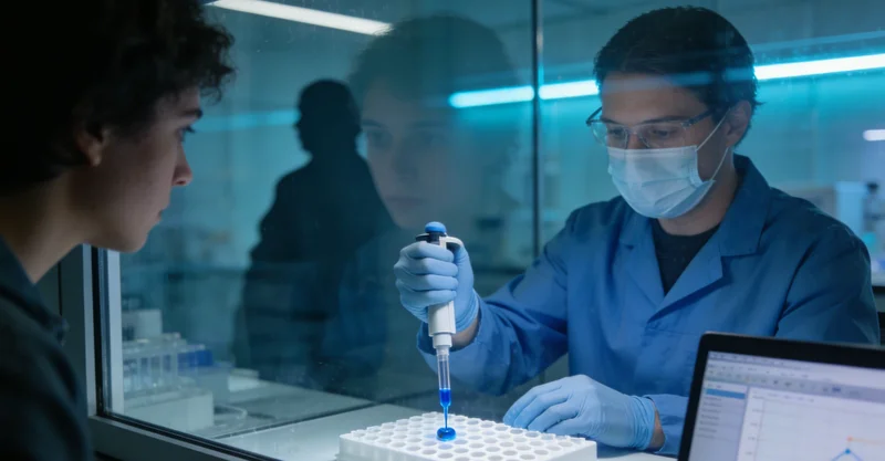 遗传咨询师正在向客户详细解读基因检测报告