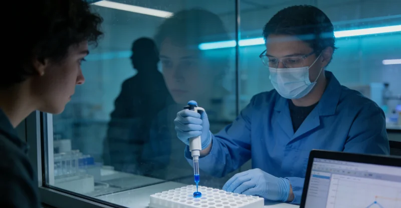 万核基因长春实验室内，技术人员