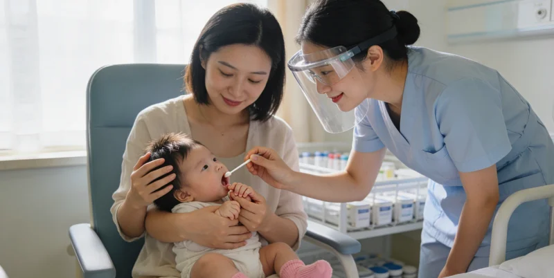 松原某医院儿科急诊室,家长抱着