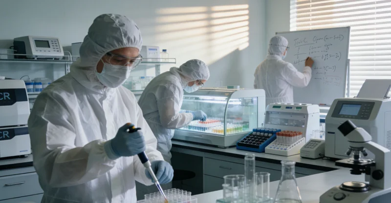 医生正在仔细查看和分析检测报告